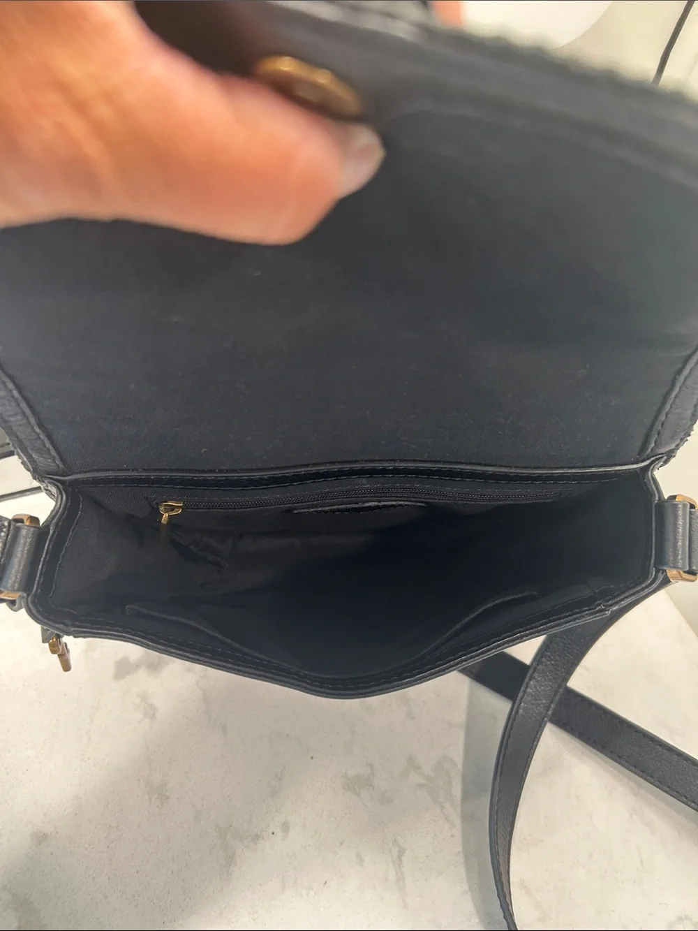 Fossil Emi Leather Tassel Crossbody Black Saddle Bag